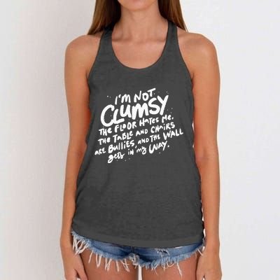 Im Not Clumsy The Floor Hates Me Funny Quote Humor Saying Women's Knotted Racerback Tank