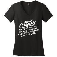 Im Not Clumsy The Floor Hates Me Funny Quote Humor Saying Women's V-Neck T-Shirt