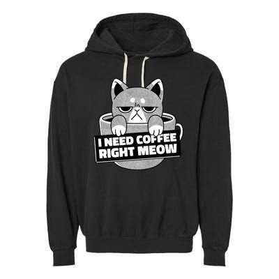 I Need Coffee Right Meow Garment-Dyed Fleece Hoodie