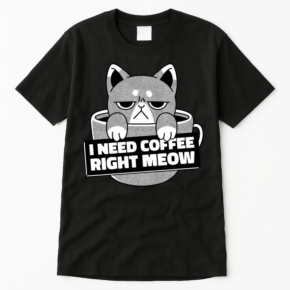 I Need Coffee Right Meow Tall T-Shirt