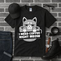 I Need Coffee Right Meow Tall T-Shirt