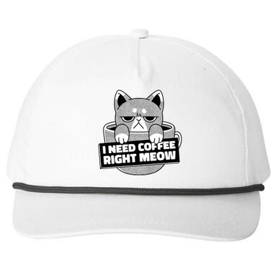 I Need Coffee Right Meow Snapback Five-Panel Rope Hat