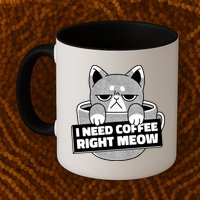 I Need Coffee Right Meow Mug
