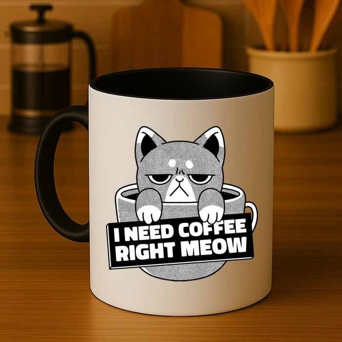I Need Coffee Right Meow Mug