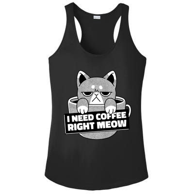 I Need Coffee Right Meow Ladies PosiCharge Competitor Racerback Tank