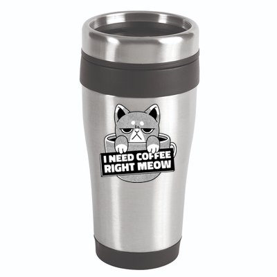I Need Coffee Right Meow 16oz Travel Tumbler