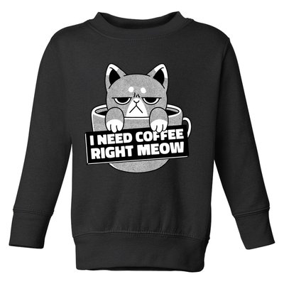 I Need Coffee Right Meow Toddler Sweatshirt