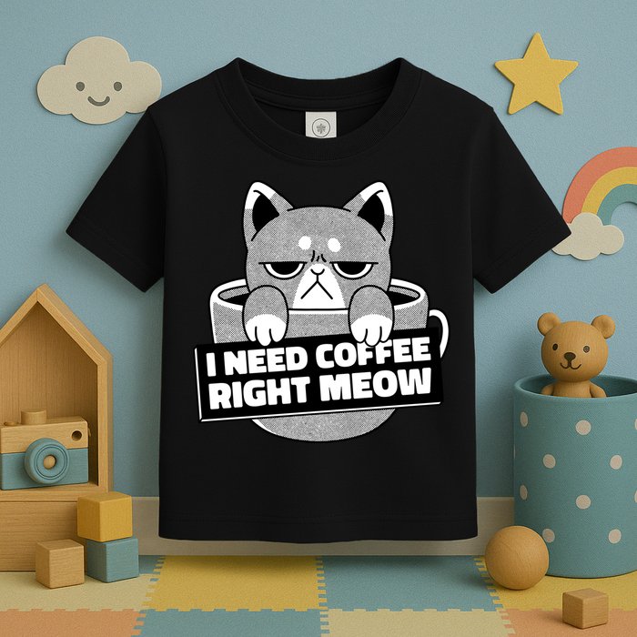 I Need Coffee Right Meow Toddler T-Shirt