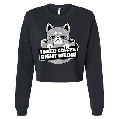 I Need Coffee Right Meow Cropped Pullover Crew