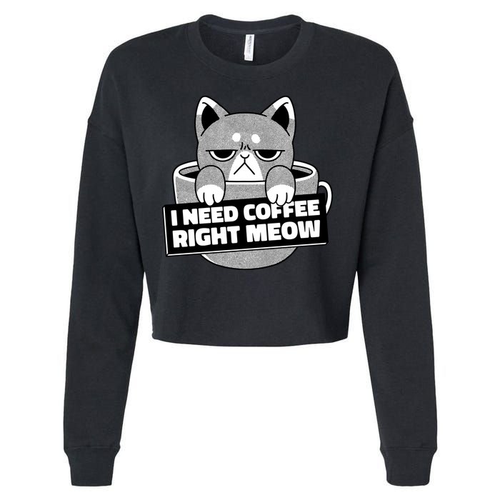 I Need Coffee Right Meow Cropped Pullover Crew