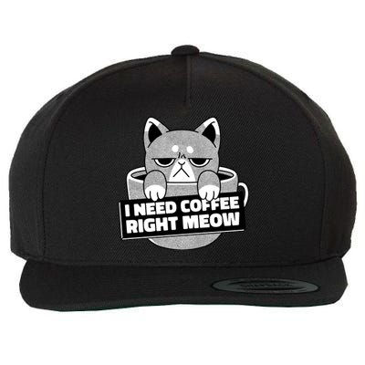 I Need Coffee Right Meow Wool Snapback Cap