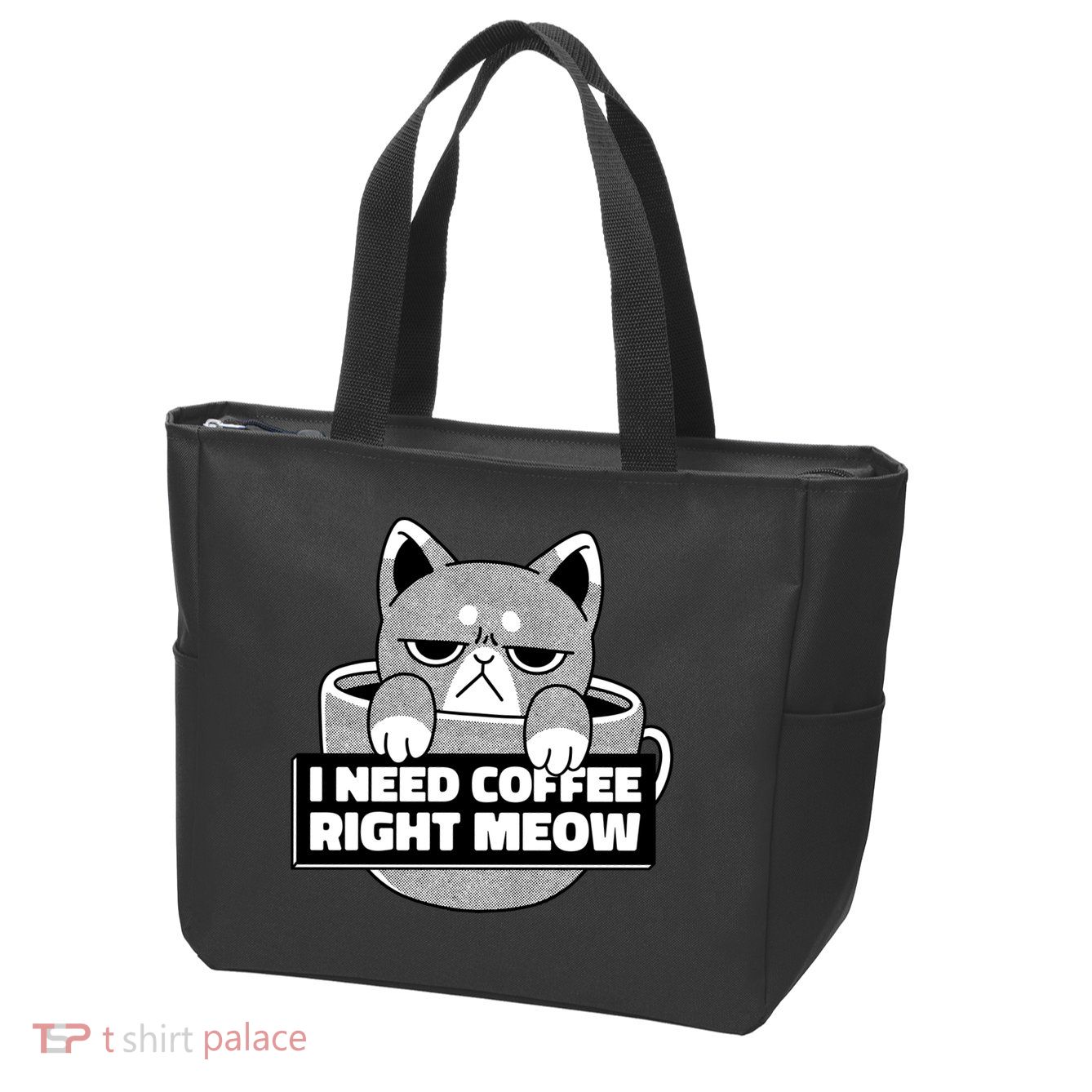 I Need Coffee Right Meow Zip Tote Bag