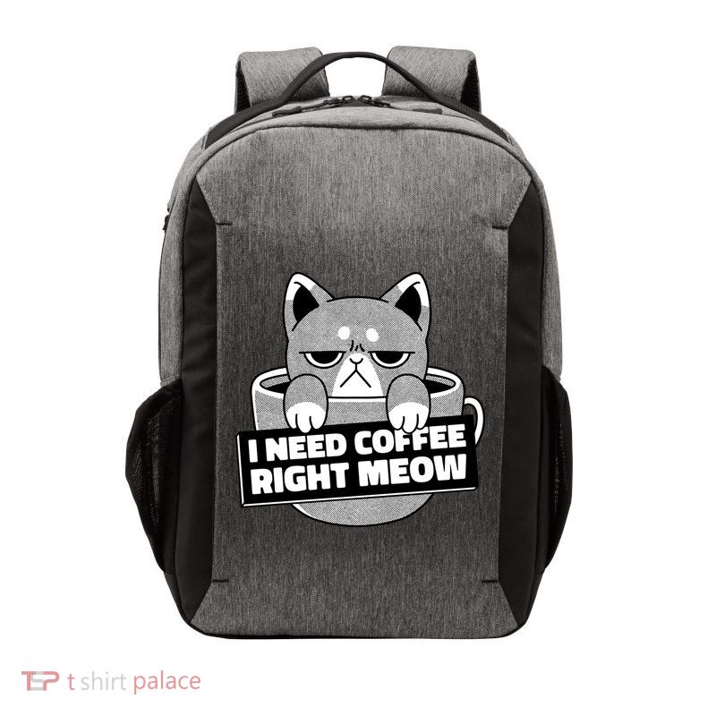 I Need Coffee Right Meow Vector Backpack