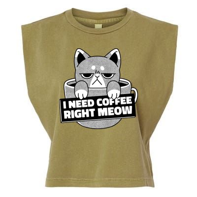 I Need Coffee Right Meow Garment-Dyed Women's Muscle Tee