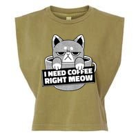 I Need Coffee Right Meow Garment-Dyed Women's Muscle Tee