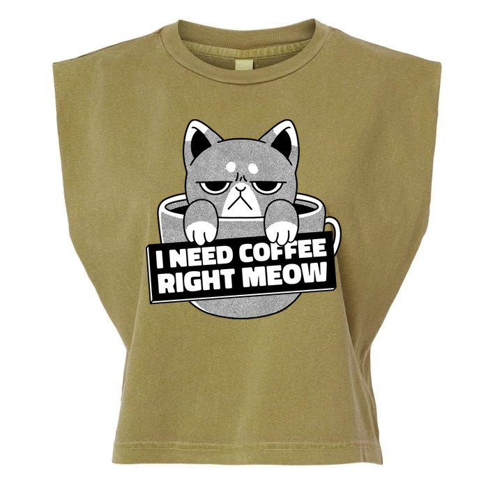 I Need Coffee Right Meow Garment-Dyed Women's Muscle Tee