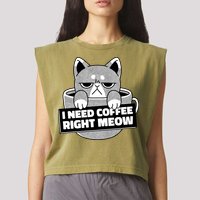 I Need Coffee Right Meow Garment-Dyed Women's Muscle Tee