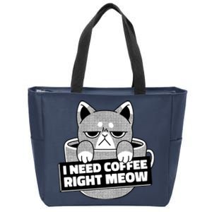 I Need Coffee Right Meow Zip Tote Bag