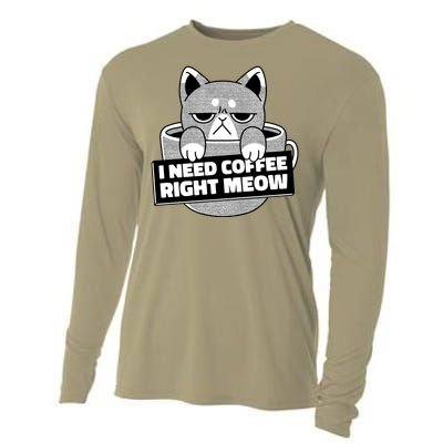 I Need Coffee Right Meow Cooling Performance Long Sleeve Crew