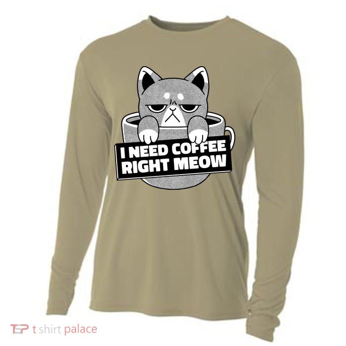 I Need Coffee Right Meow Cooling Performance Long Sleeve Crew