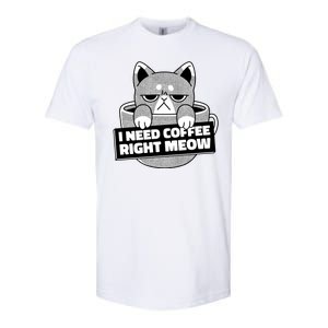 I Need Coffee Right Meow Softstyle CVC T-Shirt