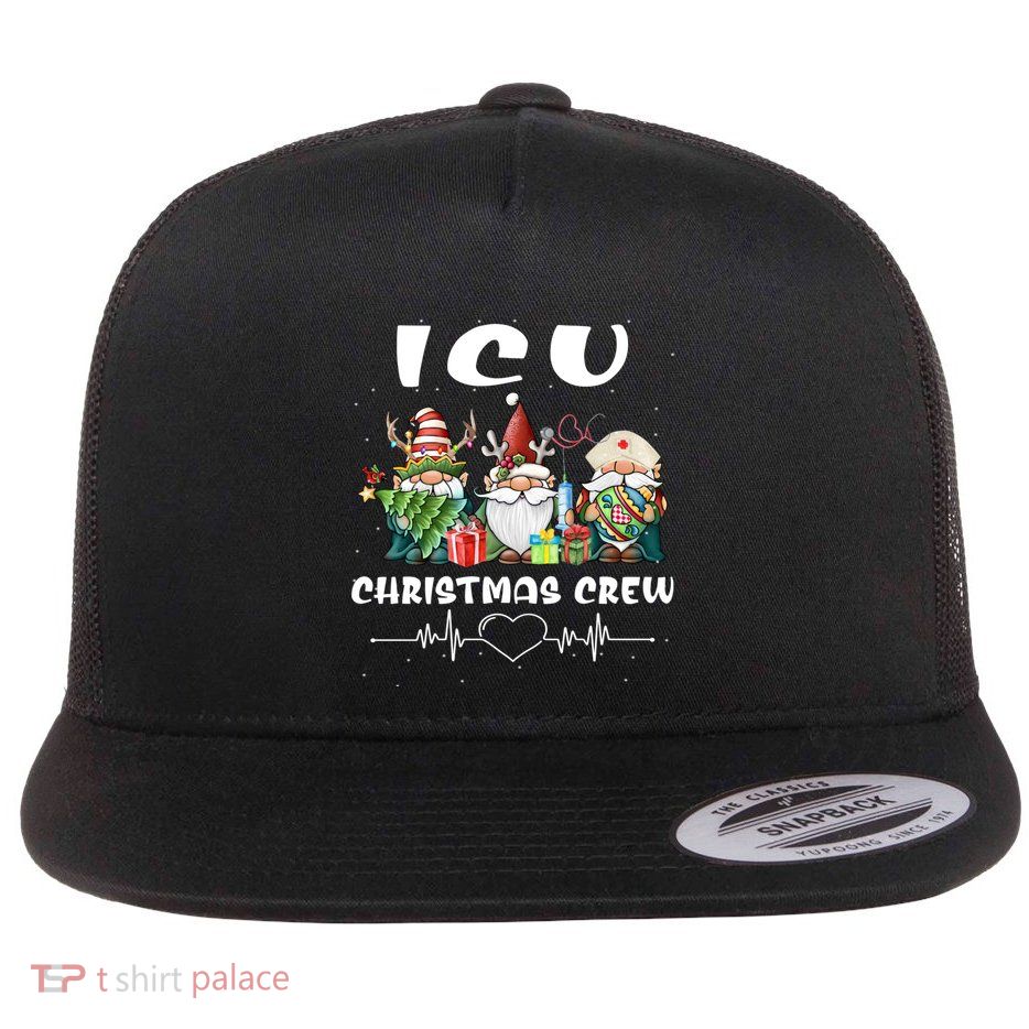 Icu Nurse Christmas Crew Cute Gnomes Christmas Nurse Scrubs Cute Gift Flat Bill Trucker Hat