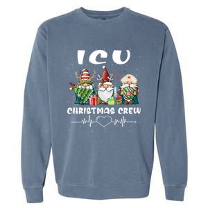 Icu Nurse Christmas Crew Cute Gnomes Christmas Nurse Scrubs Cute Gift Garment-Dyed Sweatshirt