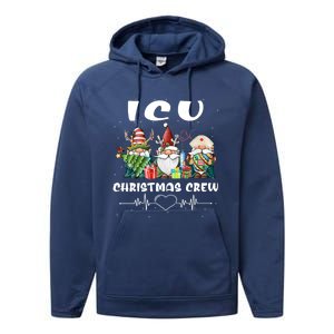 Icu Nurse Christmas Crew Cute Gnomes Christmas Nurse Scrubs Cute Gift Performance Fleece Hoodie