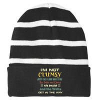 Im Not Clumsy Funny Sayings Sarcastic Striped Beanie with Solid Band