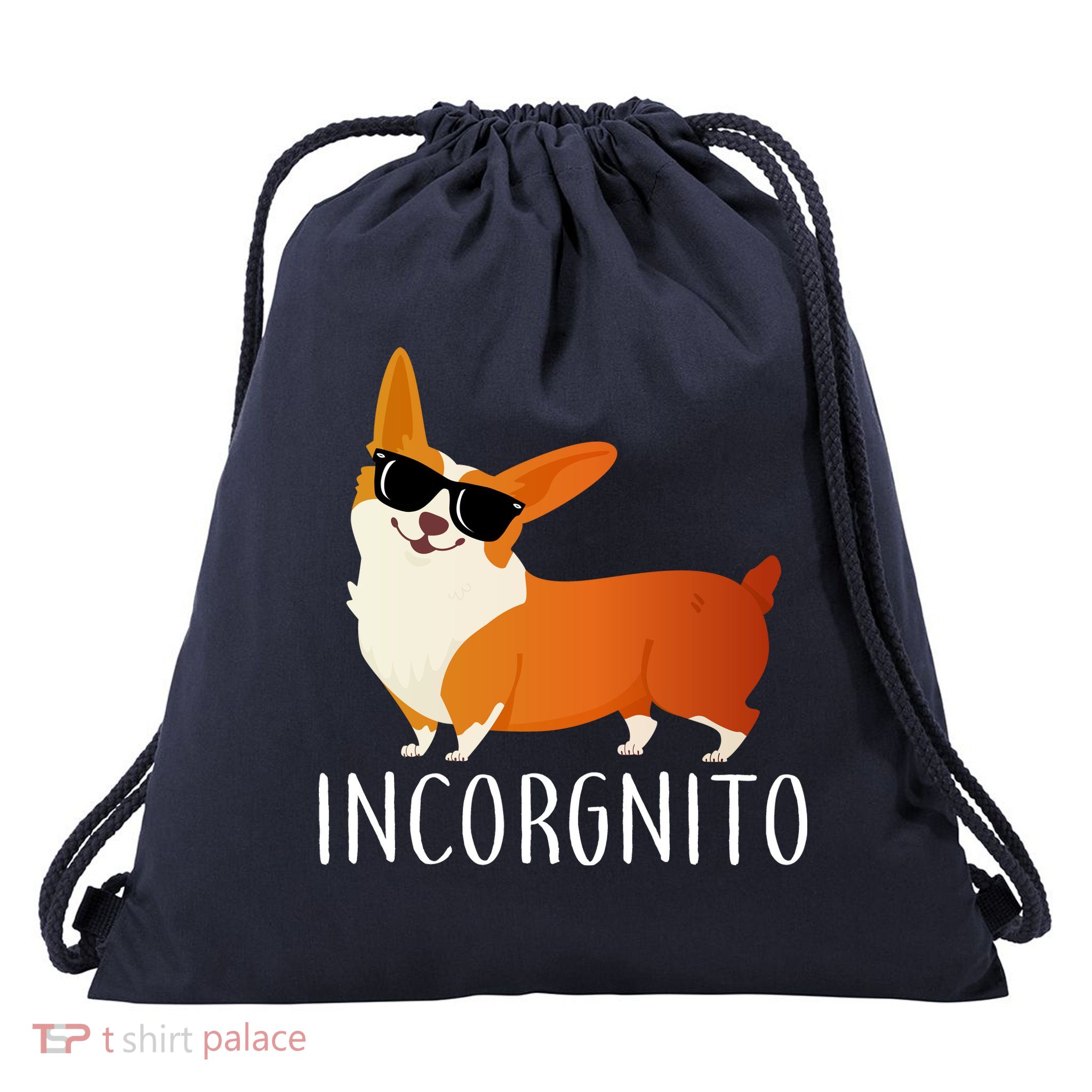 Incorgnito Corgi Dog Drawstring Bag