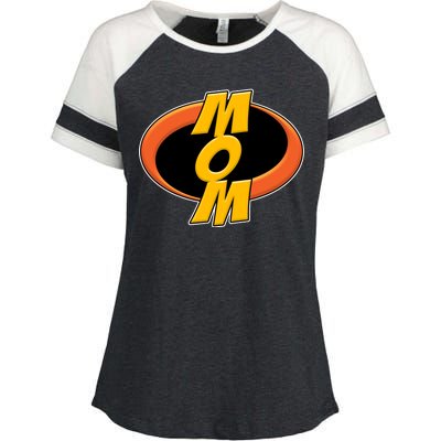 Incredible Mom Family Superhero Enza Ladies Jersey Colorblock Tee