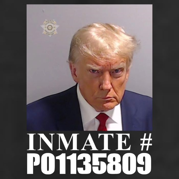 Inmate Number Donald Trump Mugshot 7 Panel Mesh Trucker Snapback Hat