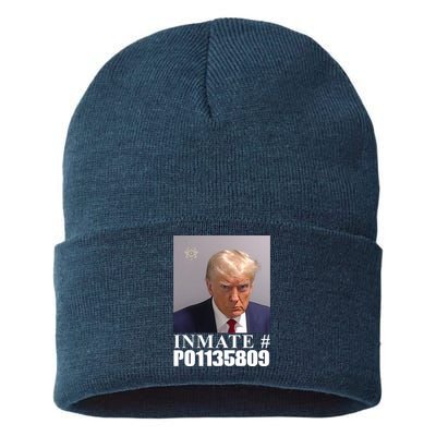 Inmate Number Donald Trump Mugshot Sustainable Knit Beanie