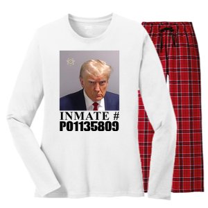 Inmate Number Donald Trump Mugshot Women's Long Sleeve Flannel Pajama Set 