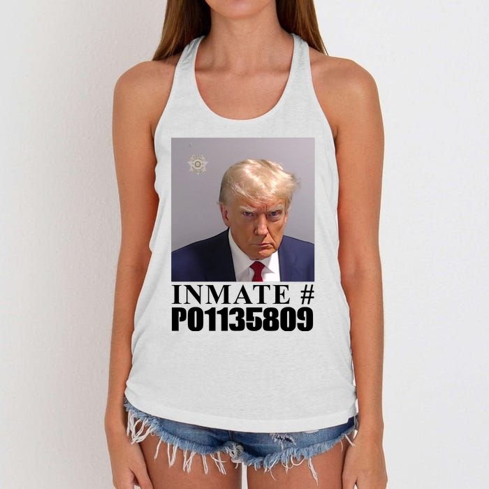 Inmate Number Donald Trump Mugshot Women's Knotted Racerback Tank