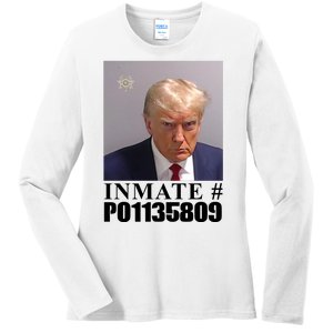 Inmate Number Donald Trump Mugshot Ladies Long Sleeve Shirt