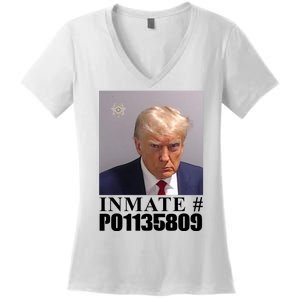 Inmate Number Donald Trump Mugshot Women's V-Neck T-Shirt