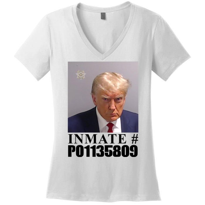 Inmate Number Donald Trump Mugshot Women's V-Neck T-Shirt