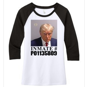 Inmate Number Donald Trump Mugshot Women's Tri-Blend 3/4-Sleeve Raglan Shirt