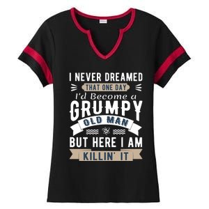 I Never Dreamed I'd Be A Grumpy Old Man Ladies Halftime Notch Neck Tee