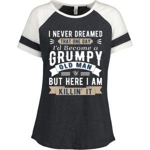 I Never Dreamed I'd Be A Grumpy Old Man Enza Ladies Jersey Colorblock Tee