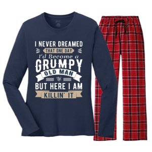 I Never Dreamed I'd Be A Grumpy Old Man Women's Long Sleeve Flannel Pajama Set 