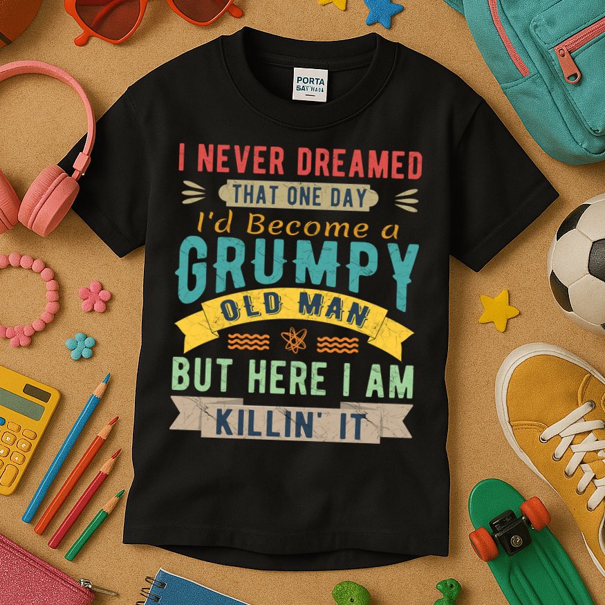 I Never Dreamed I'd Be A Grumpy Old Man Kids T-Shirt
