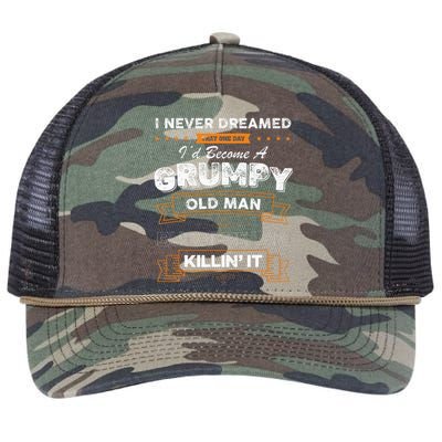 I Never Dreamed That I'd Become A Grumpy Old Man Grandpa Retro Rope Trucker Hat Cap