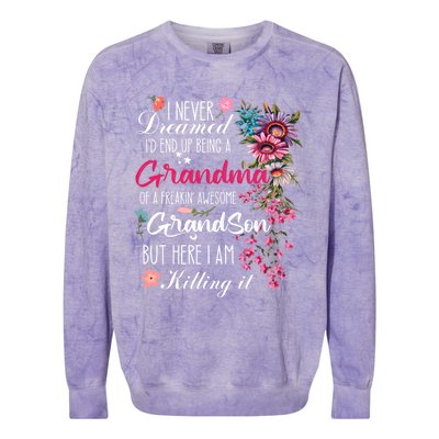 I Never Dreamed Id End Up A Grandma Grandson Mother’S Day Meaningful Gift Colorblast Crewneck Sweatshirt