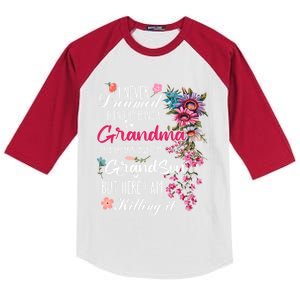 I Never Dreamed Id End Up A Grandma Grandson Mother’S Day Meaningful Gift Kids Colorblock Raglan Jersey