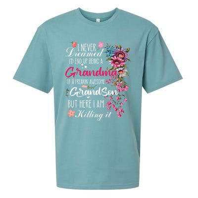 I Never Dreamed Id End Up A Grandma Grandson Mother’S Day Meaningful Gift Sueded Cloud Jersey T-Shirt