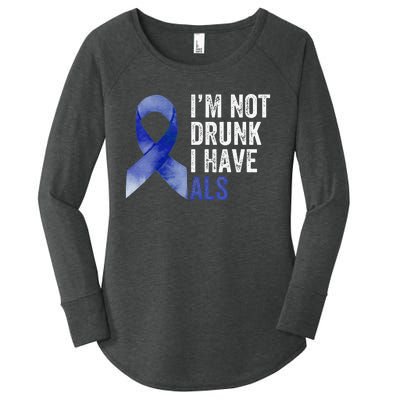 I'm Not Drunk I Have ALS Awareness Costume Blue Ribbon Women's Perfect Tri Tunic Long Sleeve Shirt