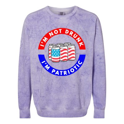 I'm Not Drunk I'm Patriotic Funny 4th of July Beer Drinking Colorblast Crewneck Sweatshirt