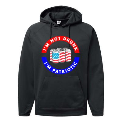 I'm Not Drunk I'm Patriotic Funny 4th of July Beer Drinking Performance Fleece Hoodie